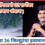 दि.12 ऑगस्ट ते 02 सप्टेंबर पर्यंत पंजाबरावांचा राज्यातील हवामान अंदाज ; जाणून घ्या राज्यातील 36 जिल्ह्यांचा हवामान अंदाज !