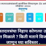 आपल्या मतदारसंघा निहाय कोणत्या उमेदवाराला किती मत मिळाले ? किती मताने विजयी झाले जाणून घ्या सविस्तर !